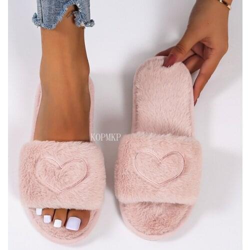 Fashion Summer New 2022 Soft Round Head Furry Women Falt Shoes Suede Love Heart Shape Low Heel Comfortable Womens Casual Shoes