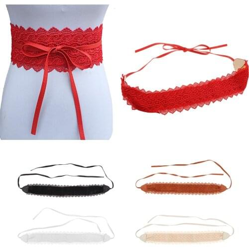 Ladies Lace Waistband Belt Obi Style Faux Leather Stylish Wrap Around Belt Lady Lace Up Waist Belt