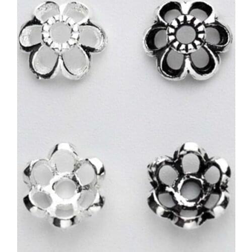 10pcs/lot 100% 925 Sterling Silver Bead Caps Hollow Out Craft Beads End Caps DIY Charms Gift Women Jewelry Making Accessories