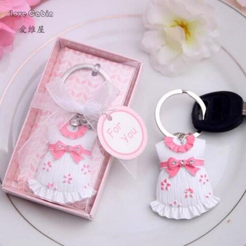 10pcs Cute-As-Can-Be Key Chain Baby Girl Shower Favors Birthday Party Giveaway Kids Christening Gift