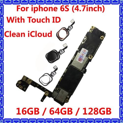 16GB / 64GB / 128GB For iphone 6 S 6S Original motherboard with / NO touch ID unlocked iCloud mainboard with IOS system+Chips