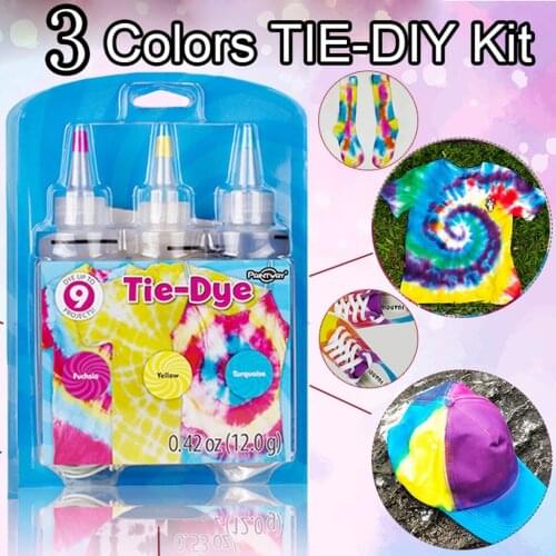 3 Colors Tie Dye Kit Non-toxic DIY Garment Graffiti Fabric Textile Paint 120ml Colorful Clothing Tie Dye Kit Pigment Set 20Jun9