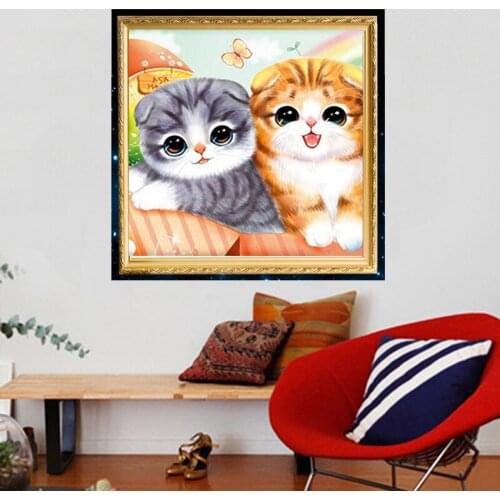 3D Diamond Embroidery pattern Full Square/Round 5D Diamond Painting Cartoon cat Diamond Mosaic Cross Stitch Decor Painting GH165