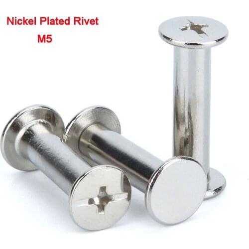 5/10/20Pcs Carbon Steel Metric Nickel Plated Rivet Snap Rivet Photo Album Binding Screw Books Butt Screw M5