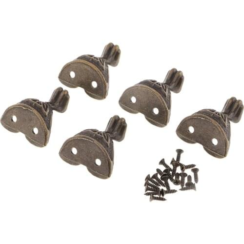 5 Sets Screw Type Zinc Alloy Vintage Furniture Legs Cabinet Feet Sofa Corner Protector Bronze Color