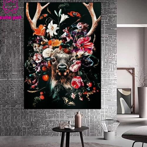 Diy 5D deer flower butterfly Full Diamond Painting cross stitch kits art Northern Europe High Quality Animal 3D paint by diamond