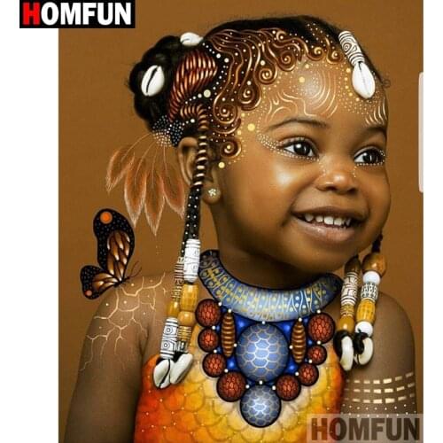 HOMFUN Full Square/Round Drill 5D DIY Diamond Painting "Indian girl" Embroidery Cross Stitch 5D Home Decor Gift A15468