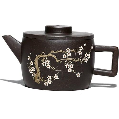 Authentic Yixing, Purple Clay Teapot, Zisha, Handmade, Tea Set, Tea Drinking, Huanglongshan Mud, Meixiang Hanwa Teapot, Black