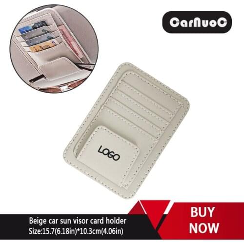 For Maserati Tesla Kia SKODA Beige Car Vehicle Sun Visor Sunglasses Eyeglasses Glasses Holder Clip Credit Card Package Bag