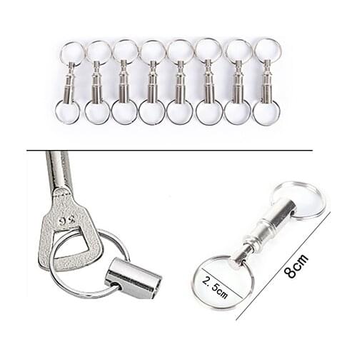 Dual Detachable Key Ring Removable Keyring Quick Release Keychain Snap Lock Holder Steel Chrome Plated Pull-Apart Key Rings