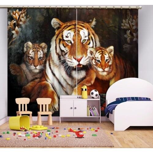 Tiger Photo Curtains 3D Curtains Drapes For Window Home Textile animal Curtains For Kids Room Kitchen Curain Bedroom Drapes