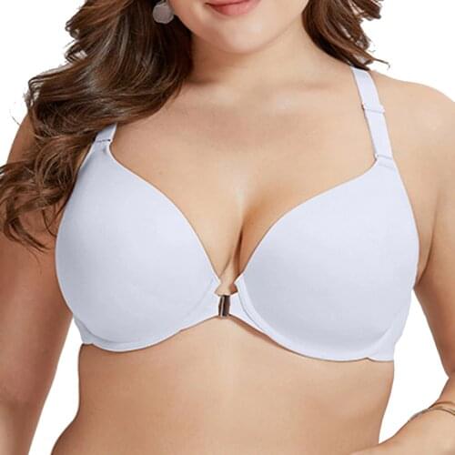 Smooth Seamless Womens Racerback Front Closure Bra Foam Full Coverage Underwire Plus Size Lingerie for Woman 32~44 A B C D DD