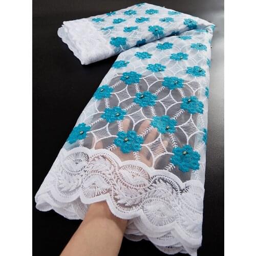 Cotton Milk Silk Lace With Beads Embroidery Tulle Lace Fabric High Quality French Lace Fabric For Party Dress 2.5 Yards TY077