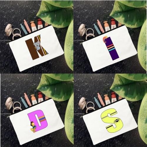 Multi-color Animal Alphabet Pencil Pouch Kid Gift Office Interesting School Supplies Canvas Cosmetic Bags Makeup Purse Eco Purse