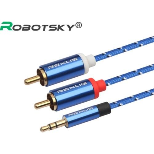 RCA Cable 3.5mm Jack Male to 2 RCA Male Earphone Aux Audio Splitter Cable for Amplifier Phone Edifer Home Theater Headphone