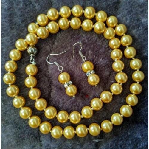 Beautiful 8mm Shell Pearl necklace AAA 18 inches Earring Set