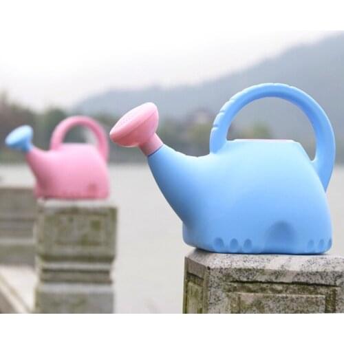 Cute Elephant Watering Can Indoor Outdoor Garden Plants Lightweight Kids Toy 0.4 Gallon with Shower Head Flower Pot