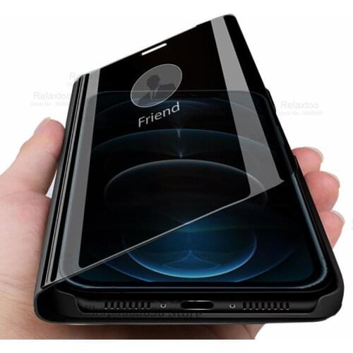 I phone 12 mini case smart mirror flip phone case for iphone 12 Pro 12pro max 12mini ifone magnetic stand book cover coque