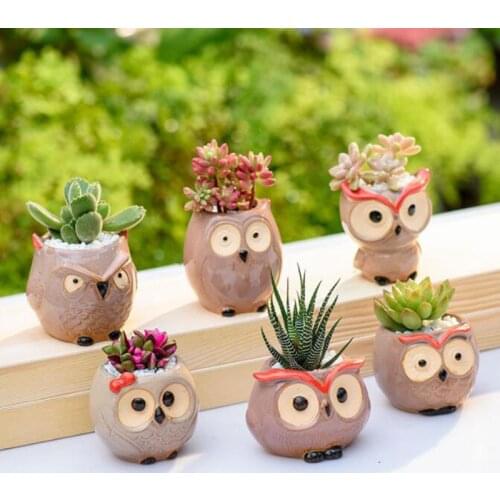 Mini Owl Flowerpot Plant Flower Pot Home Office Decor Planter Succulent Cactus Bonsai Flowerpot Plant Holder Home Garden Decor