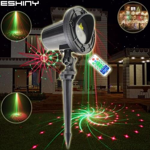 ESHINY Outdoor Remote R&G Laser 24 Patterns Projector WF House Coffee Bar Outside Dance Xmas Tree Wall Garden Night Light N85T76