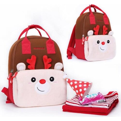 2019 New Christmas Elk School bags for Children Cute Animals Design Kindergarten Kids School Backpacks for Boys Girls Gift