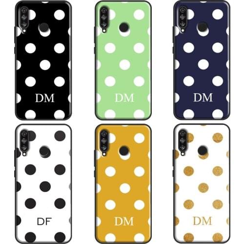 INITIAL Polka Dots Spot PERSONALISED Case For Huawei P40 Lite P10 P20 P30 Mate 10 20 Lite Mate 30 Pro P Smart Z 2019 Coque