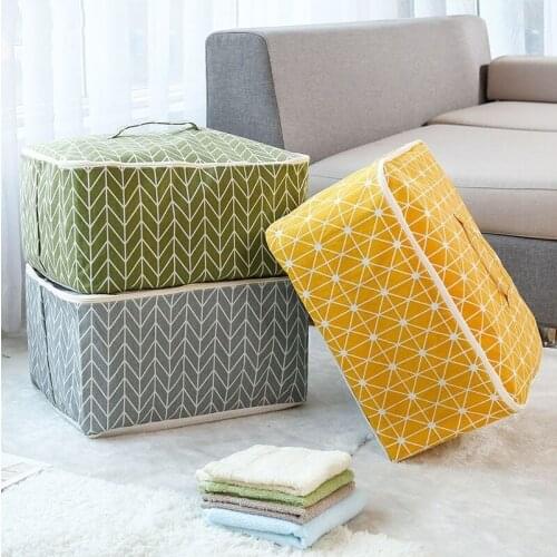 Portable Cotton Linen Travel Organizer Bag Clothes Luggage Quilt Pillows Storage Bags Anti-dust Home Storage Organizer Box