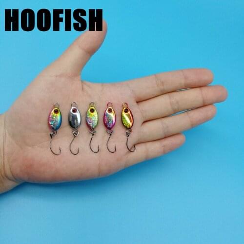 HOOFISH 10PCS/Lot Mini Metal Jig Spoon Lure with Single hook 2g/3g/5g 5colors Artificial Lures microjigging Fishing Tackle