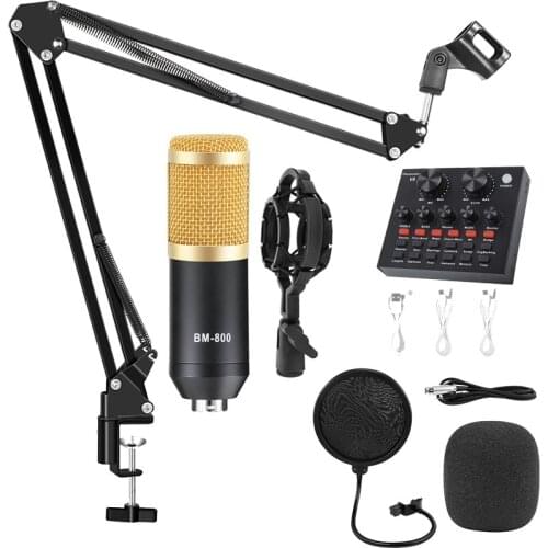 Professional BM800 Condenser Microphone Studio Recording Kits For Computer Cell Phone Bm 800 Karaoke Microphone With Sound Card