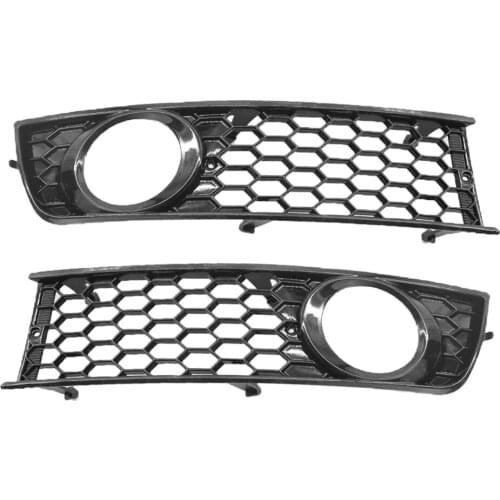 2-pack Black Front Bumper Fog Light Grilles for Audi A4 B6 8E0807682 Premium