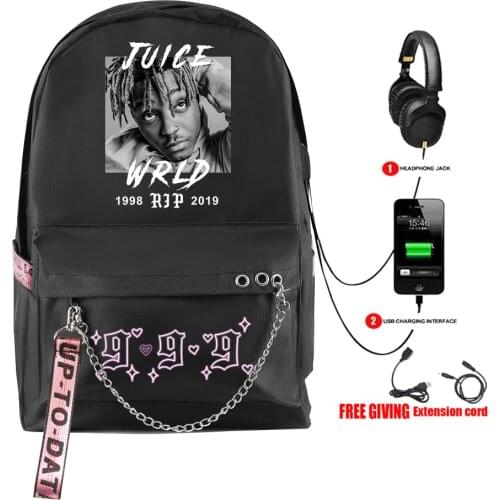 2020 juice wrld Backpack USB Charge Multifunction Backpack Men Women 3D Backpack Oxford Waterproof Student School Bags