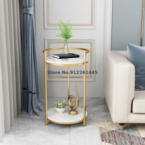 Nordic Tea Table Corner Table Small Family Living Room Sofa Marble Edge Table Simple Modern Bedside Table Saves Space