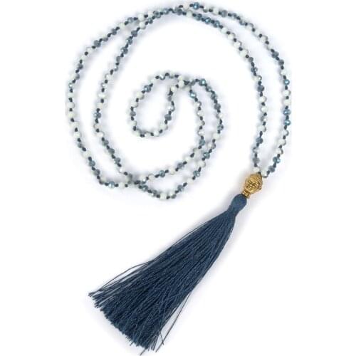 4 MM Glass Beads Bohemia Style Tassel Women Jewelry Long Sweater Necklace