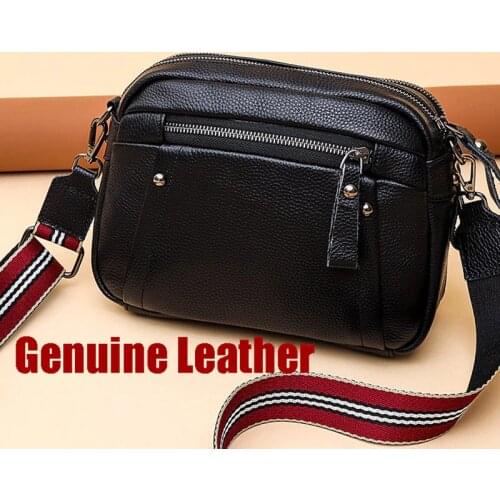 2021 Luxury Brand Shoulder Bags 100% Genuine Leather Wide Strap Crossbody Bag black Shoulder Bag Women Bag Messenger Bags