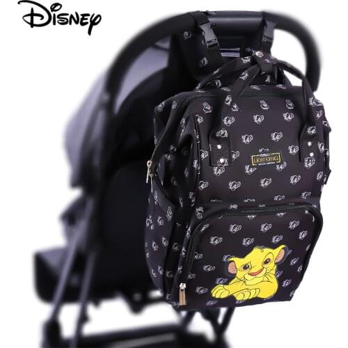 Disney Baby Bag Diaper Bag Baby Backpack Fashion Lion King Large Capacity Baby Nursing Bag Hook + USB Heater +Baby Teether