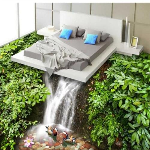 Wellyu Mandarin ducks play water 3D floor background wall custom large mural pvc waterproof thick wear to wear