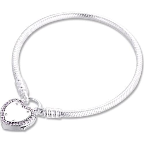 Lock Your Promise Bracelets with Pink & Clear CZ 100% 925 Sterling Silver Jewelry Free Shipping