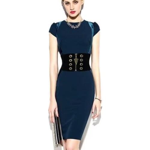 Ladies Fashion Pendant Zipper Wide Waist Designer Rivet Double Breasted Elastic Waistband All-Match Jacket Coat Dress Waistband