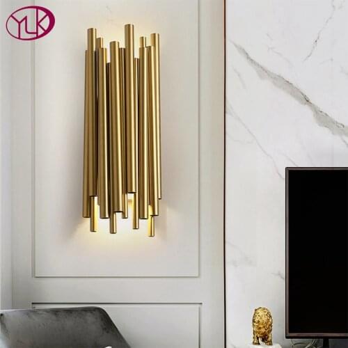 Youlaike Gold Wall Sconce Lighting Polished Steel Luminaria Home Decoration Lighting Living Room Modern Wall Lamp