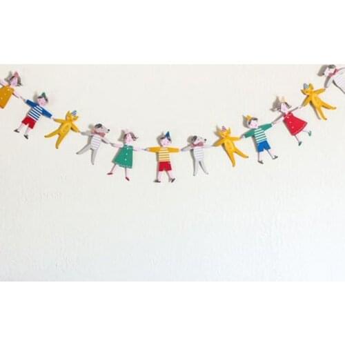 1 set/boy girl puppy and cats hand in hand/ hanging decor/party flag for boys girls/wedding/colored banners/ pd073