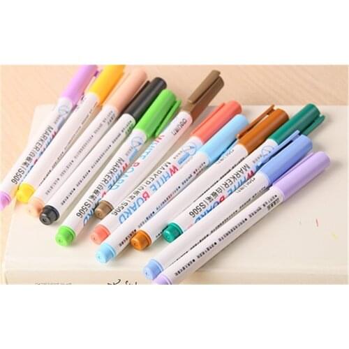 12 Colors/set Whiteboard Marker Non Toxic Dry Erase Mark Sign Fine Nib Set