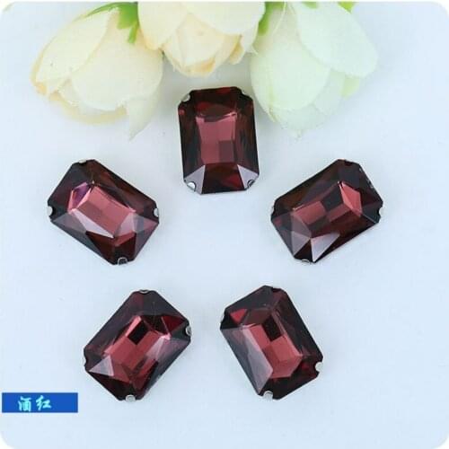 13*18mm 40pcs/pack Rectangle sew on rhinestones high-quality Crystal glass with silvery claw DIY fashion accessories Hot YJ37