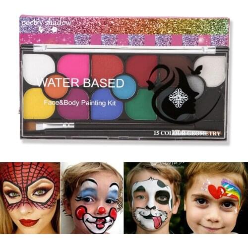 15 Color Non Toxic Face Body Art Painting Body Safewater-solubl Paint Oil Tattoo Makeup Cosmetic Bodypainting Halloween Party