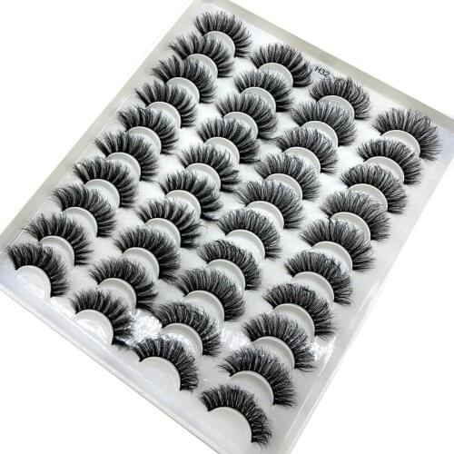 20 Pairs 15-23 mm 3d Mink Lashes Bulk Faux Thick Long Wispy Natural Mink Lashes Pack Short Wholesales Natural False Eyelashes