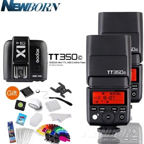 2* GODOX TT350C 2.4G HSS GN36 TTL Mini flash Speedlite+ Wireless X1T-C Transmitter For Canon EOS 800D 650D 600D 750D 77D M5 M3