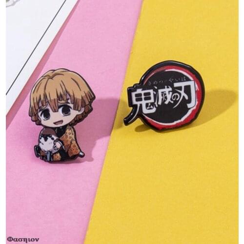 2Pcs/Set! Demon Slayer Cartoon Icons Style Enamel Pin Kimetsu No Yaiba Buttons Badges Brooch Anime Lovers Denim Shirt Lapel Pins