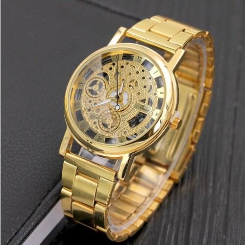 2020 Men Watch Luxury Unique Hollowed-out Stainless Steel Quartz Clock Gift Military Sport Dial Wrist Watches Relogio Masculino