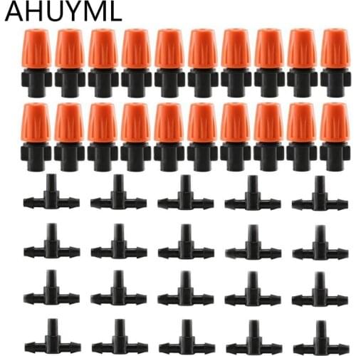 25 Set Automatic Watering Mini Adjustable Atomizing nozzle Irrigation Drippers 360 Degree Emitter Drip System Orange Nozzle