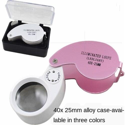 40x Folding Aluminum Alloy Double LED Lights Diamond Jade Antique Crafts Jewelry HD Appreciation Magnifying Glass