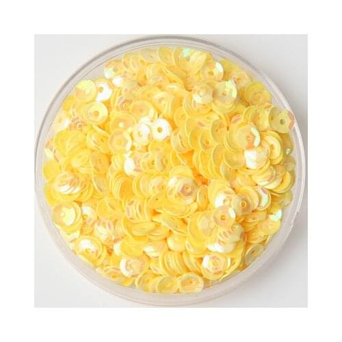 50g(10000pcs) 4mm Cup Loose Sequins Round Paillette Wedding Garment Accessory Sewing Craft Yellow AB Confetti Spangles